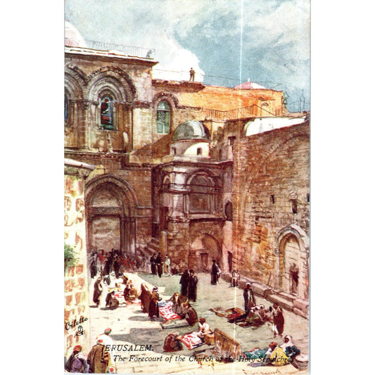 Jerusalem Church of the Holy Sepulchre Raphael Tuck Oilette Postcard P3-2