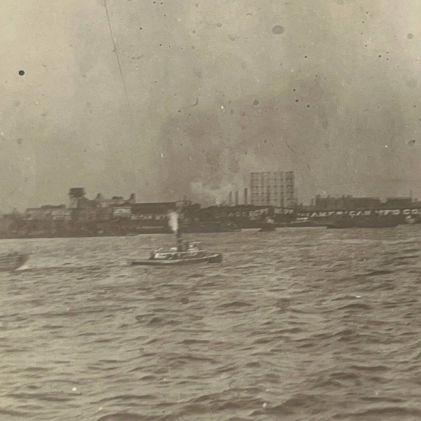 1903 Original Photo Boats in New York East River Near American Mfg Co. Plant AC7