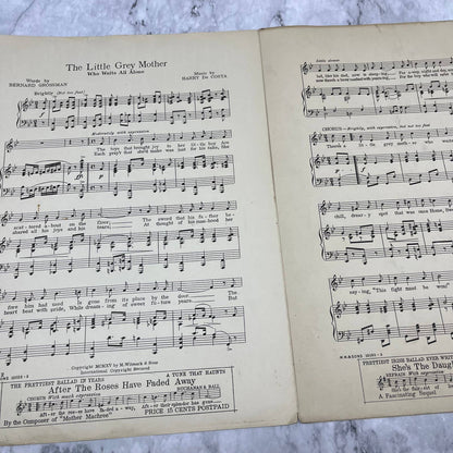 1915 VINTAGE SHEET MUSIC The Little Grey Mother Who Waits All Alone WWI Song TJ4