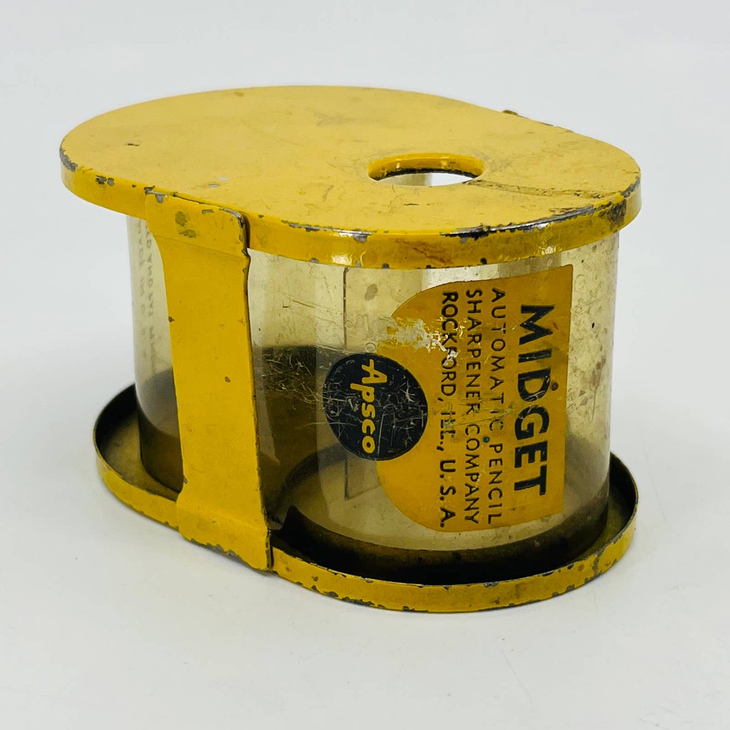 APSCO Midget Vintage Pencil Sharpener Yellow COVER ONLY Good Condition TB9