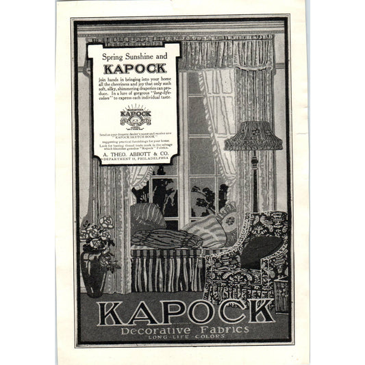 A. Theo. Abbot & Co - Kapock Decorative Fabrics - 1921 Original Ad TJ7-L