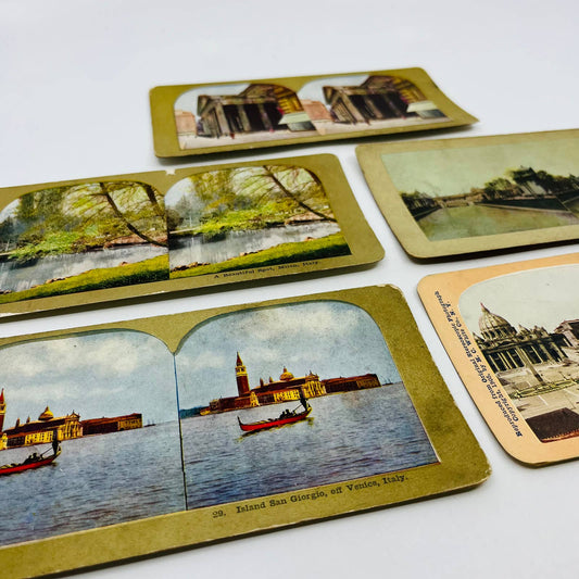 c1900 Lot of 5 ITALY Stereoview Cards Rome Milan Venice TA7-5