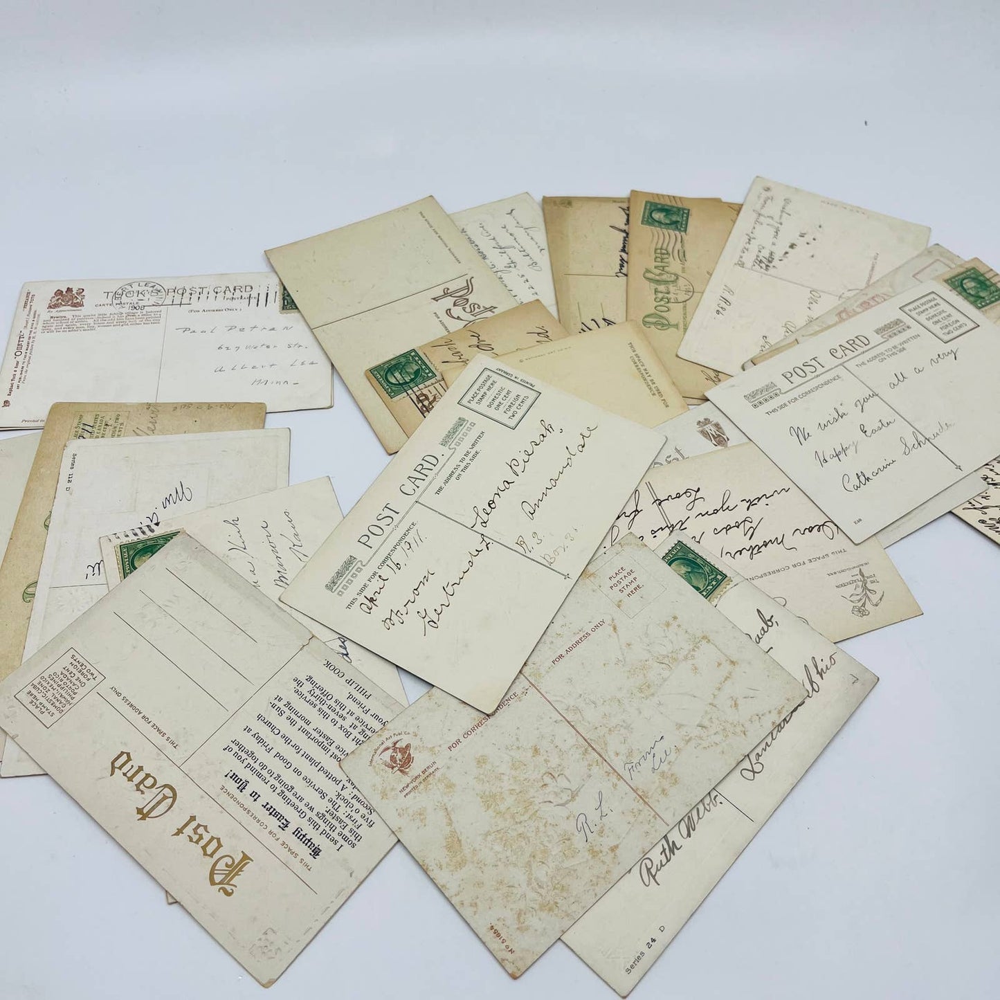 Antique 1900-30 Huge 23pc Easter Post Card Lot Embossed Gilt Dresden TD1-E