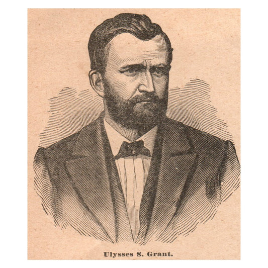 President Ulysses S. Grant Portrait 3x3.5" Original Engraving 1899 AK3-7