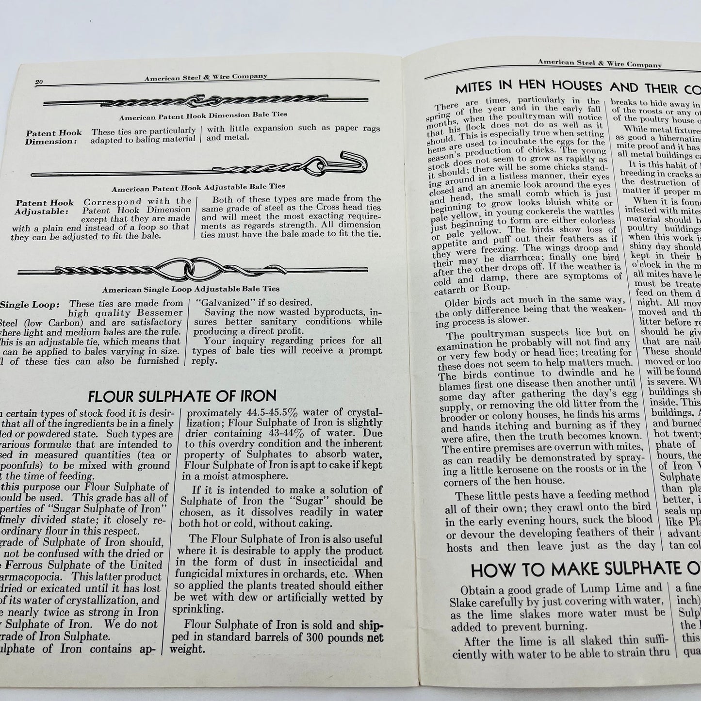 1932 Sugar Sulphate of Iron for Farm Sanitation & Agriculture Purposes Book L4-3