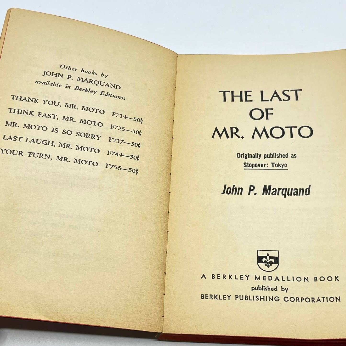 The Last Of Mr Moto By Marquand, Berkley #f776 Crime Japan Pulp 1963 TF9