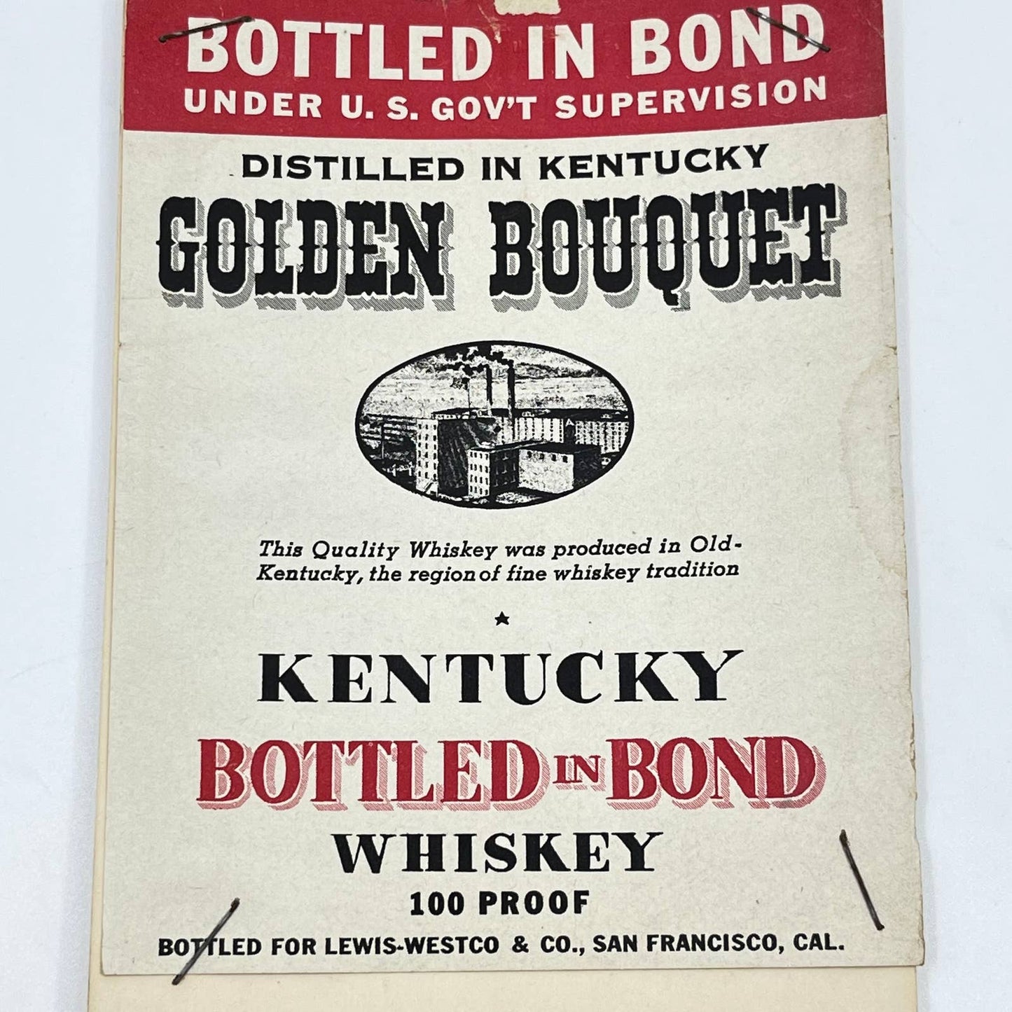 Golden Bouquet Whiskey Label Lewis-Westco & Co. San Francisco CA