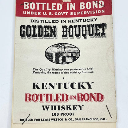 Golden Bouquet Whiskey Label Lewis-Westco & Co. San Francisco CA