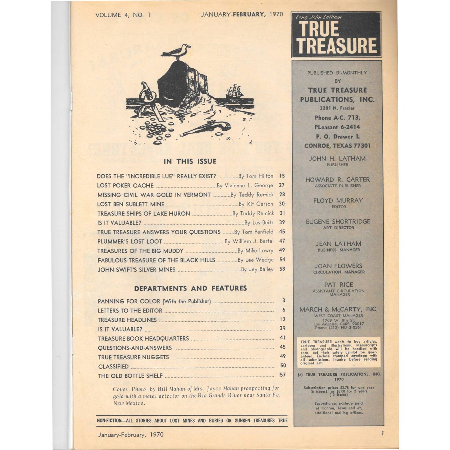 Long John Lathams Lost Treasure Magazine Lost Mines, Buried, Sunken Feb 1970 MB1