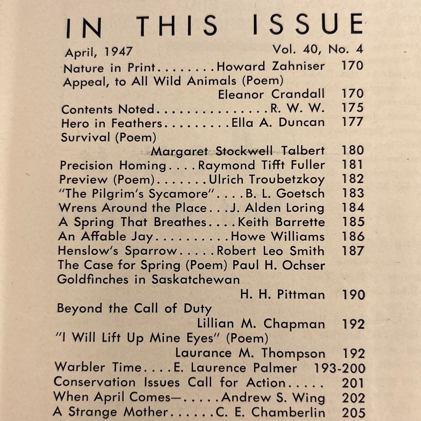 Nature Magazine Apr 1947- Geese Goldfinches in Saskatchewan TH9