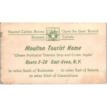 Moulton Tourist Home East Avon NY Vintage Business Card TK2-CC