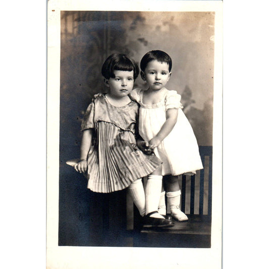 Antique RPPC Postcard Young Toddler Age Girls Posing SE5