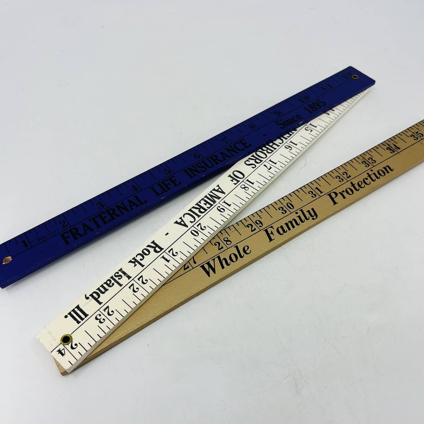 VTG Tri-Fold Advertising Ruler Fraternal Life Insurance Rock Island Illinois TC4