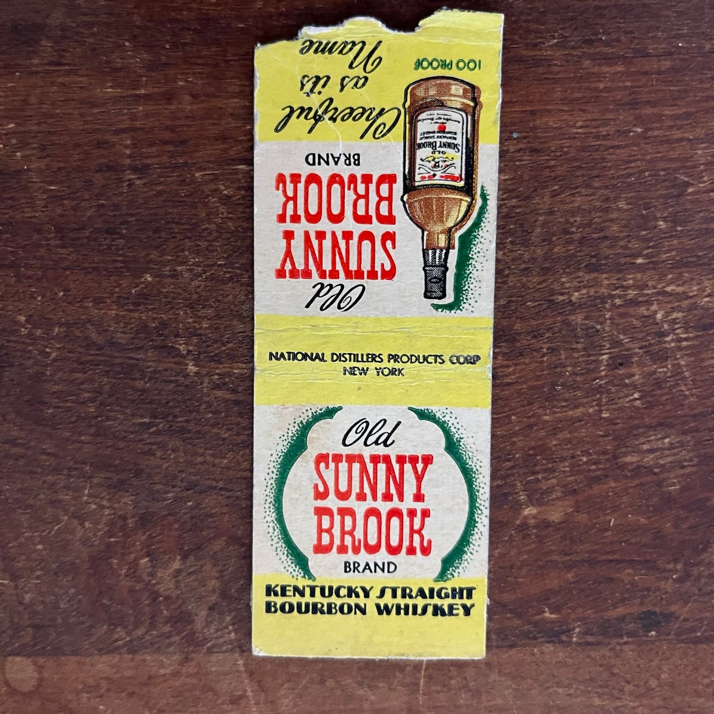 Old Sunny Brook Brand Bourbon Whiskey Advertising Matchbook Cover SB3-M1