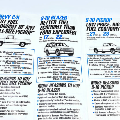 1991 Chevy Trucks Beat Ford Fuel Economy Brochure AB8