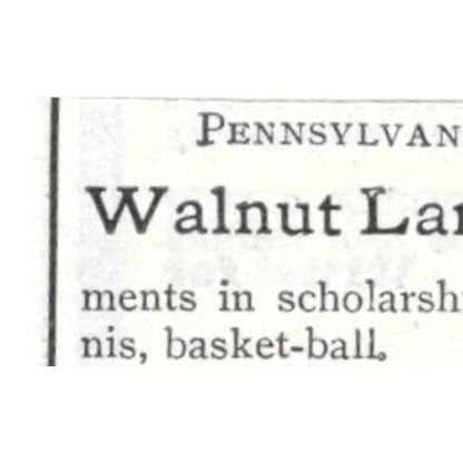 Walnut Lane School for Girls Theodora B. Richards Germantown PA 1903 Ad AK5-S34