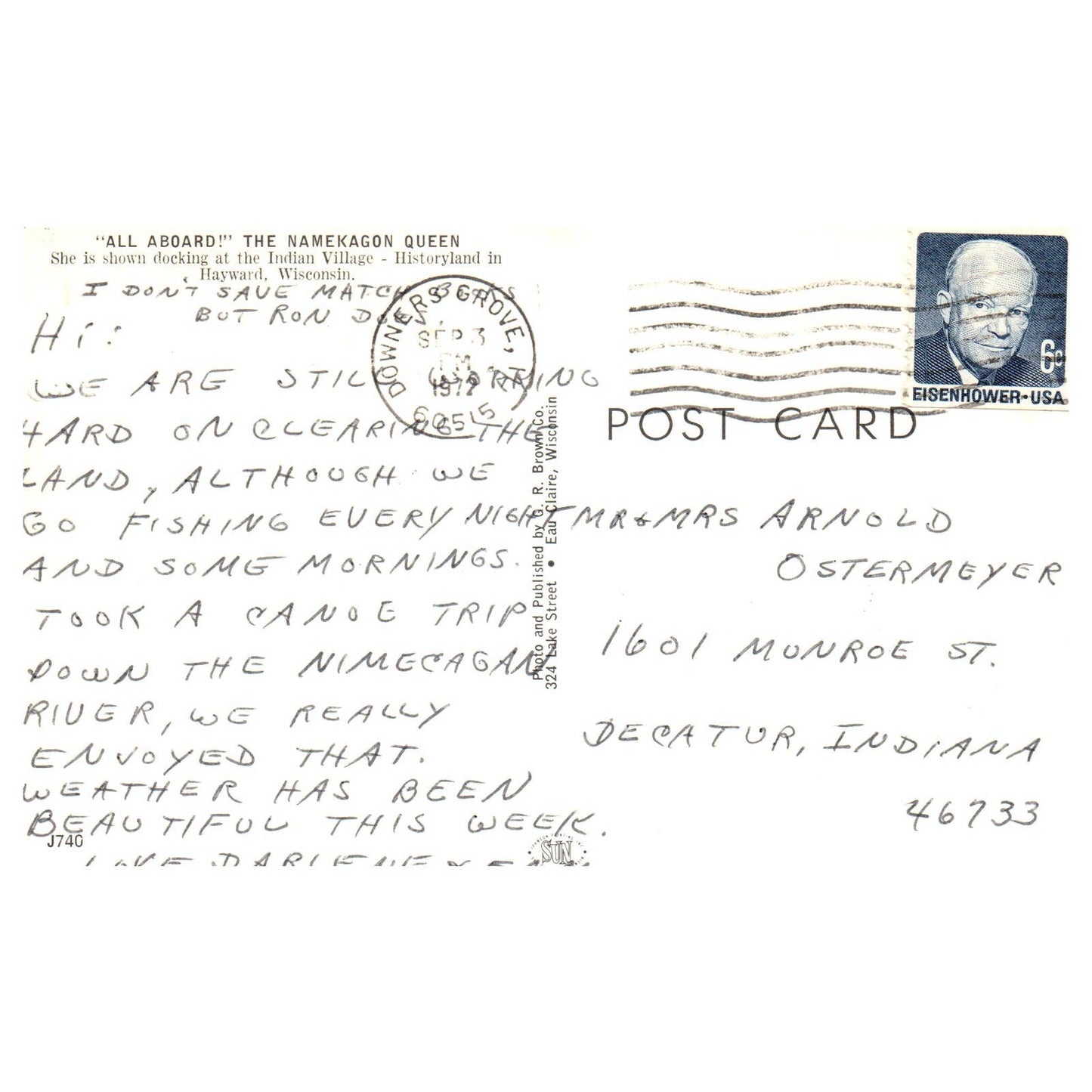 Vintage Postcard - The Namekagon Queen Indian Village Hayward Wisconsin TJ6-1