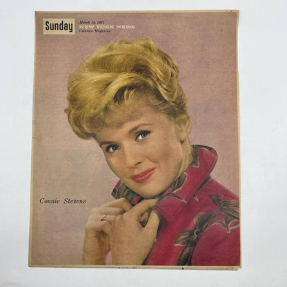 1961 CONNIE STEVENS Sunday New York News Coloroto Magazine Cover Only FL4