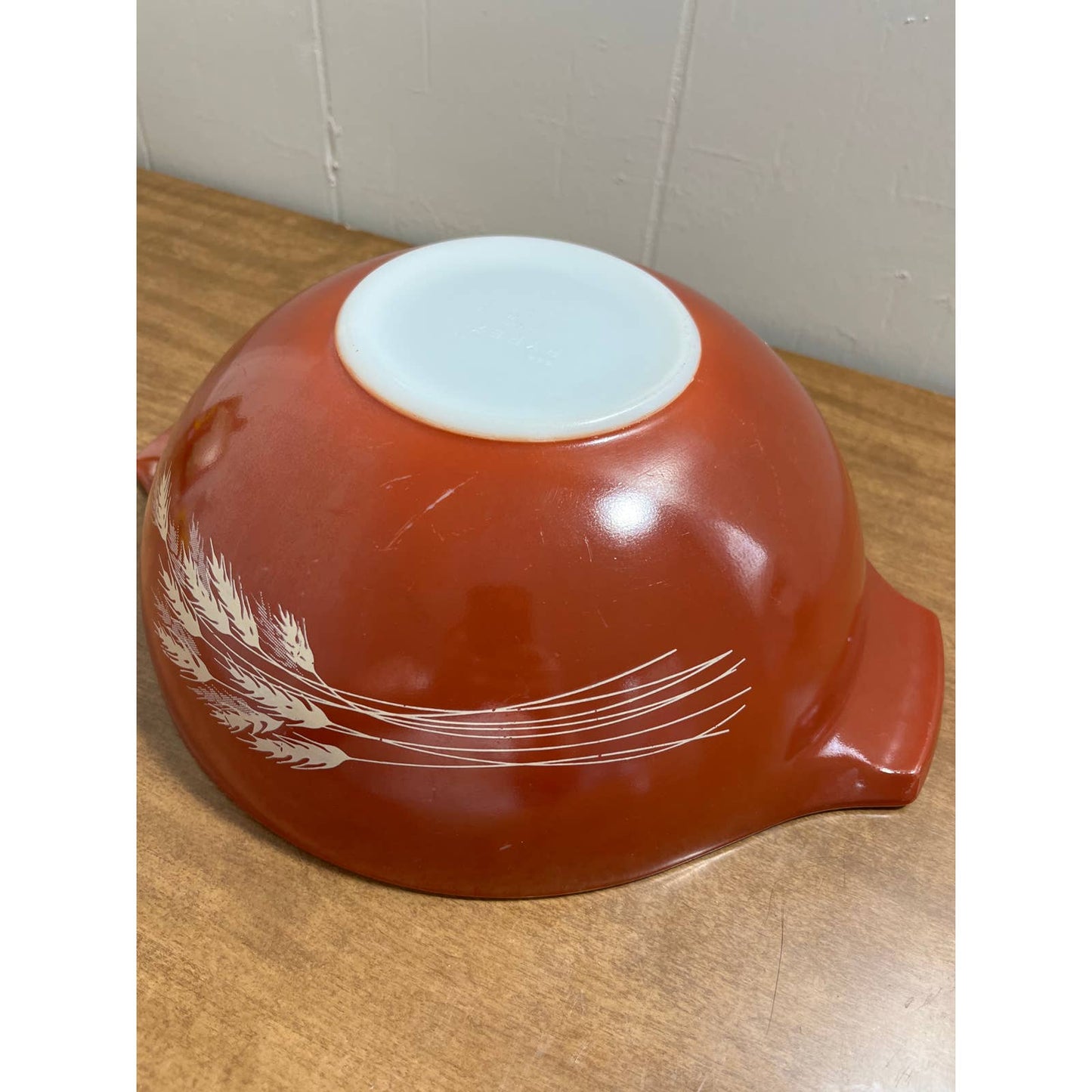 Vintage Pyrex Autumn Harvest Wheat 444 Cinderella Mixing Bowl 4 Quart 13”