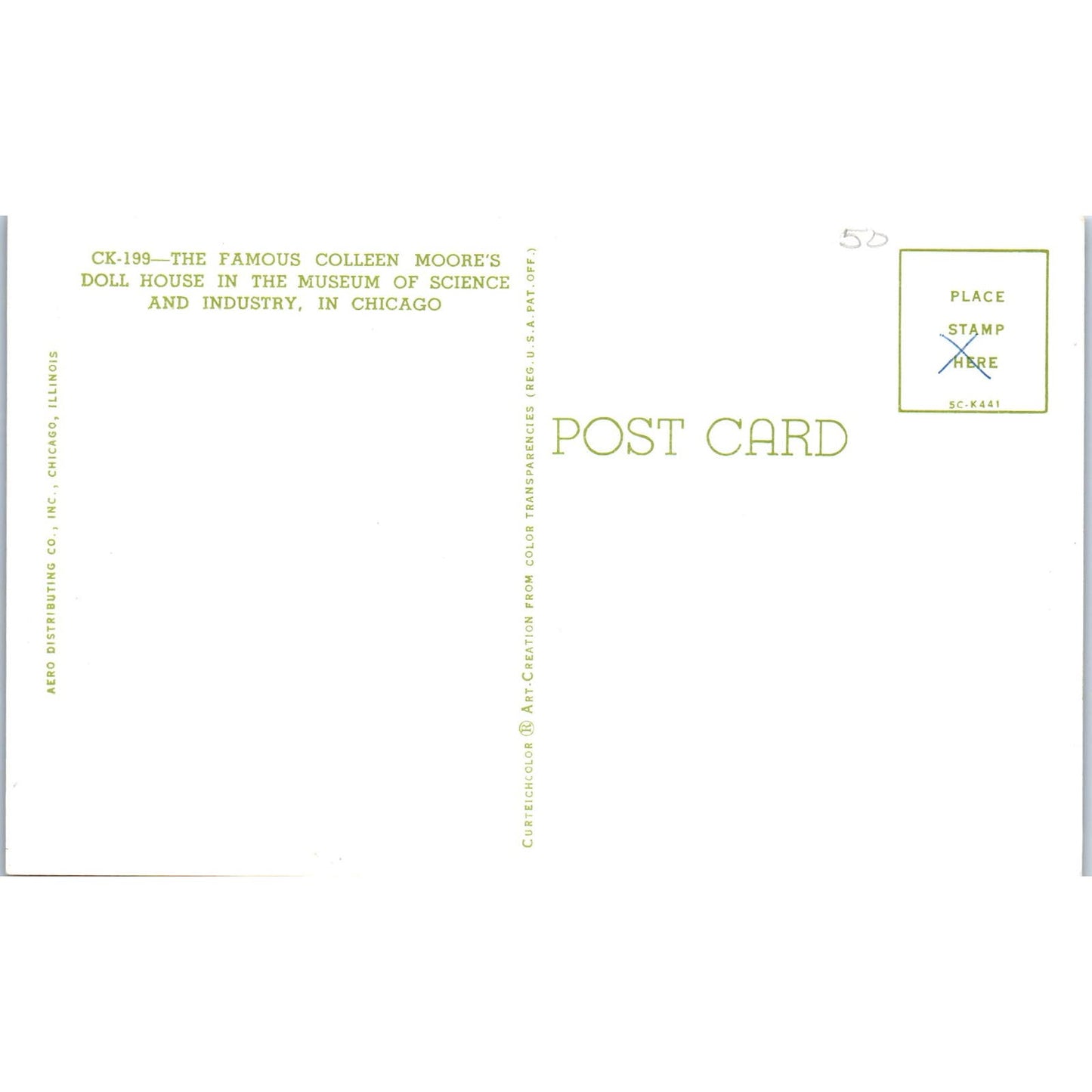 Colleen Moore's Doll House Chicago Museum of Science Original Postcard PB8