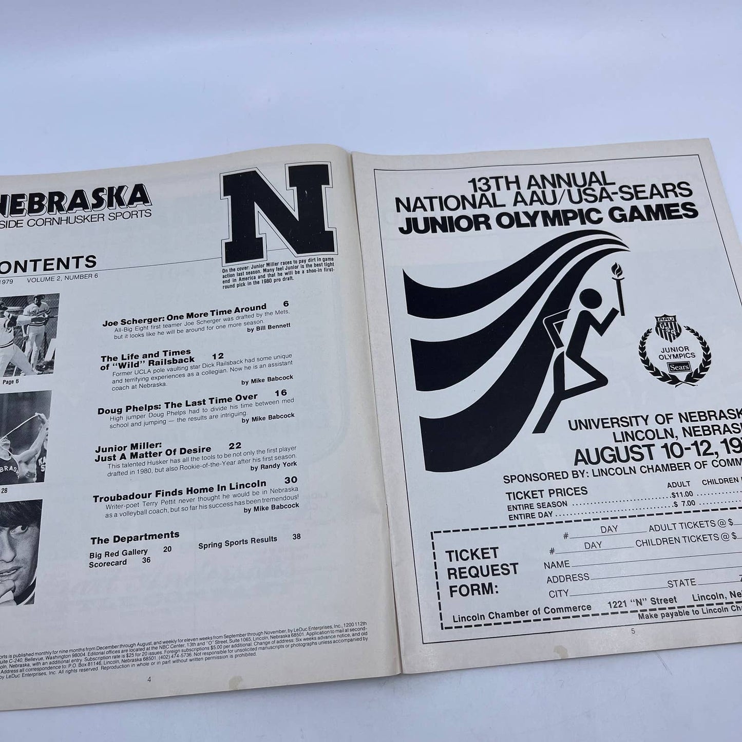 1979 June - Nebraska Inside Cornhusker Sports Magazine - Junior Miller TH7