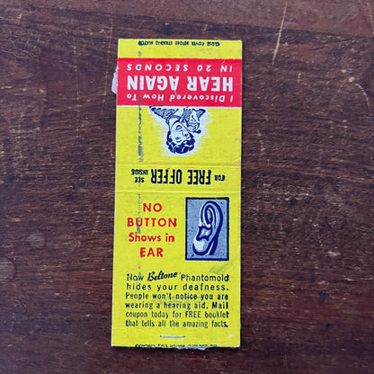Beltone Hearing Aid Advertising Matchbook Cover MM11-8