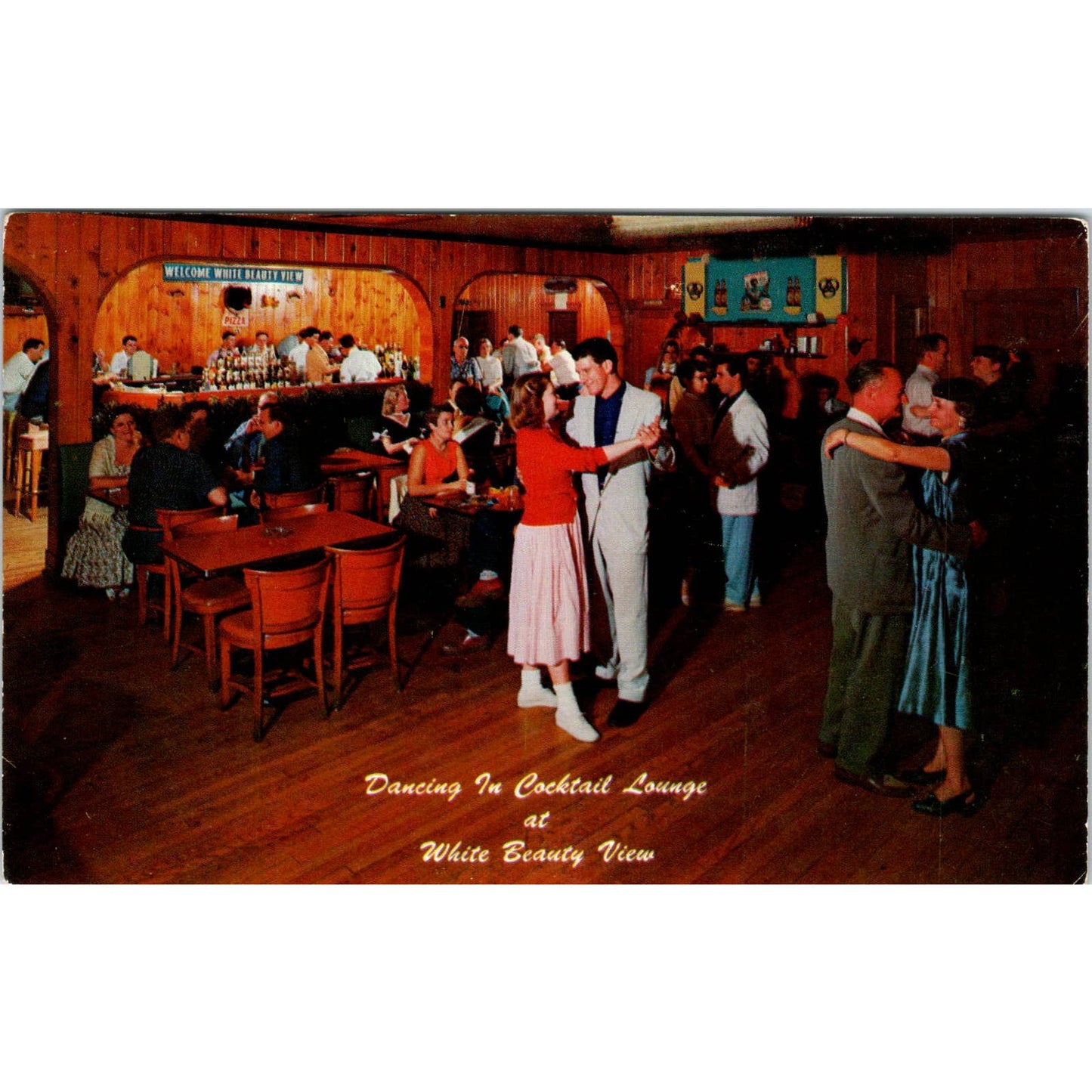 Vintage Postcard Cocktail Lounge White Beauty View Hawley PA TD8-P2