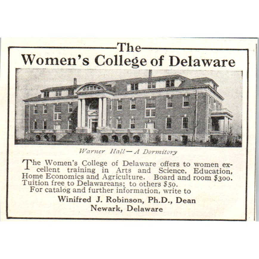c1920 Harper's Ad - The Women's College of Delaware Winifred J Robinson EA3-1