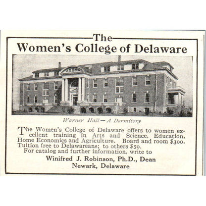 c1920 Harper's Ad - The Women's College of Delaware Winifred J Robinson EA3-1