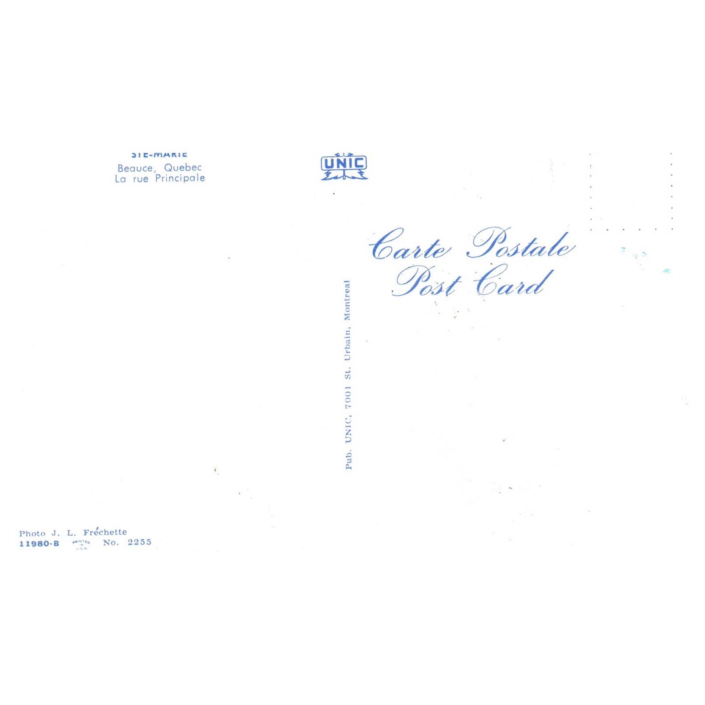 Vintage Postcard - STE Marie Beauce Quebec La Rue Principale AD9