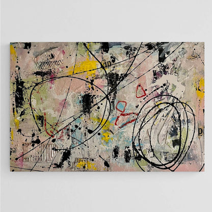 Original LARGE Mixed Media Abstract Art Painting 24x36" That’s Cap w/ COA