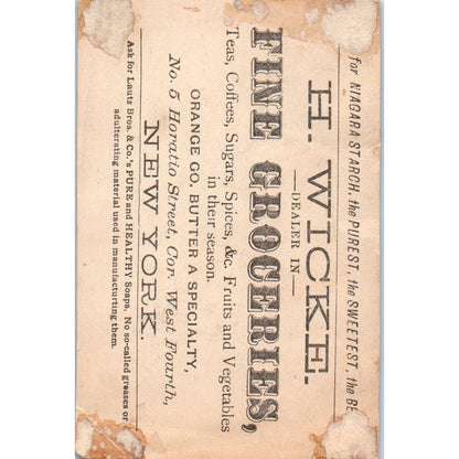 1880s Victorian Trade Card Niagara Corn Starch H. Wicke Groceries New York SE8