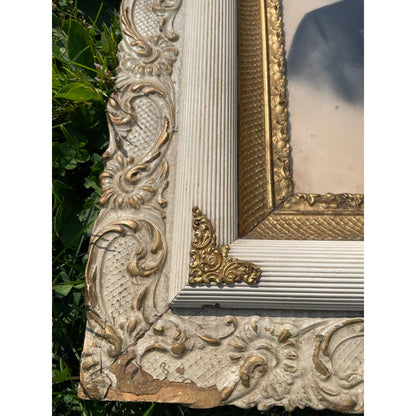 Antique c. 1890 WI Portrait of Man with Mustache in Ornate Frame