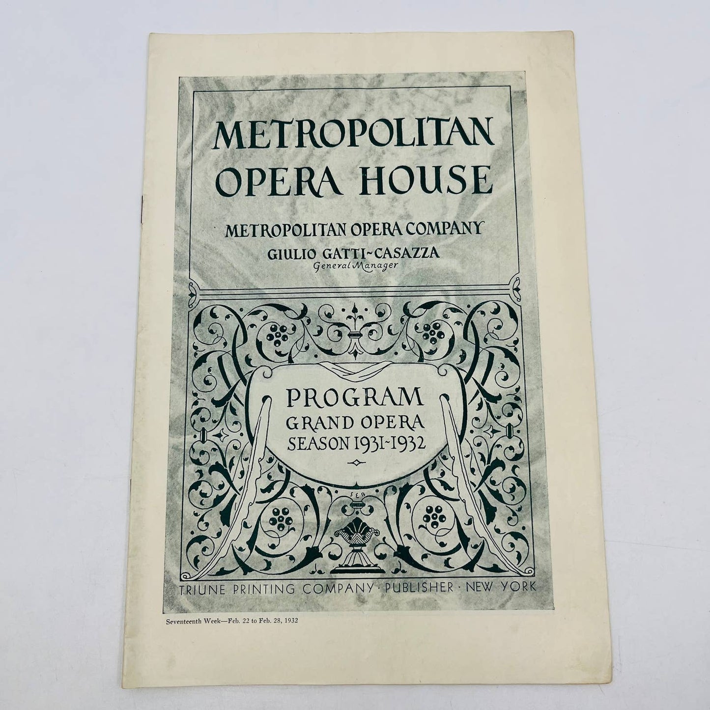 1931-32 Season Metropolitan Opera House MET Grand Opera Program Week 17 NYC TD6