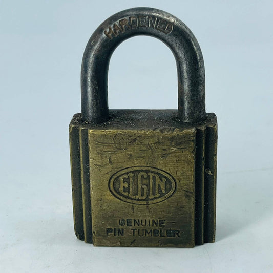 Vintage Art Deco Elgin Brass Genuine Pin Tumbler Lock Padlock No Key SA8-1