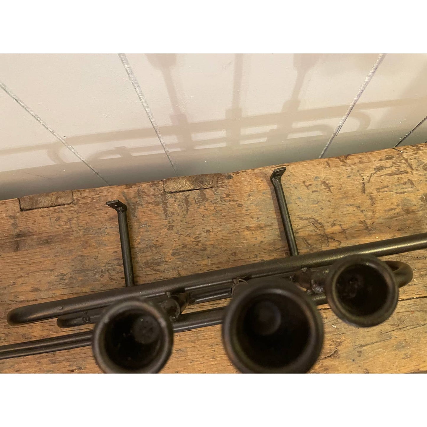 Vintage Trumpet Instrument Wall Art Candelabra Candle Holder