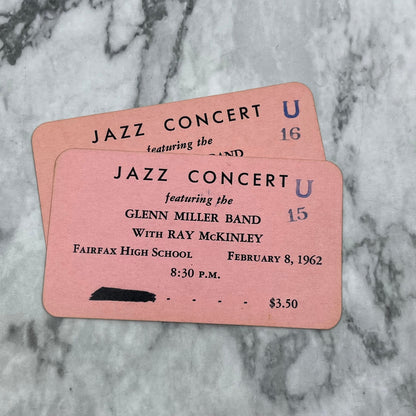 1962 Glenn Miller Band Ray McKinley Concert Tickets Fairfax High School AK3-M42