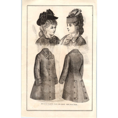 1878 Women's Fashion Don Juan Paletot: Back and Front New Style Hats SF2