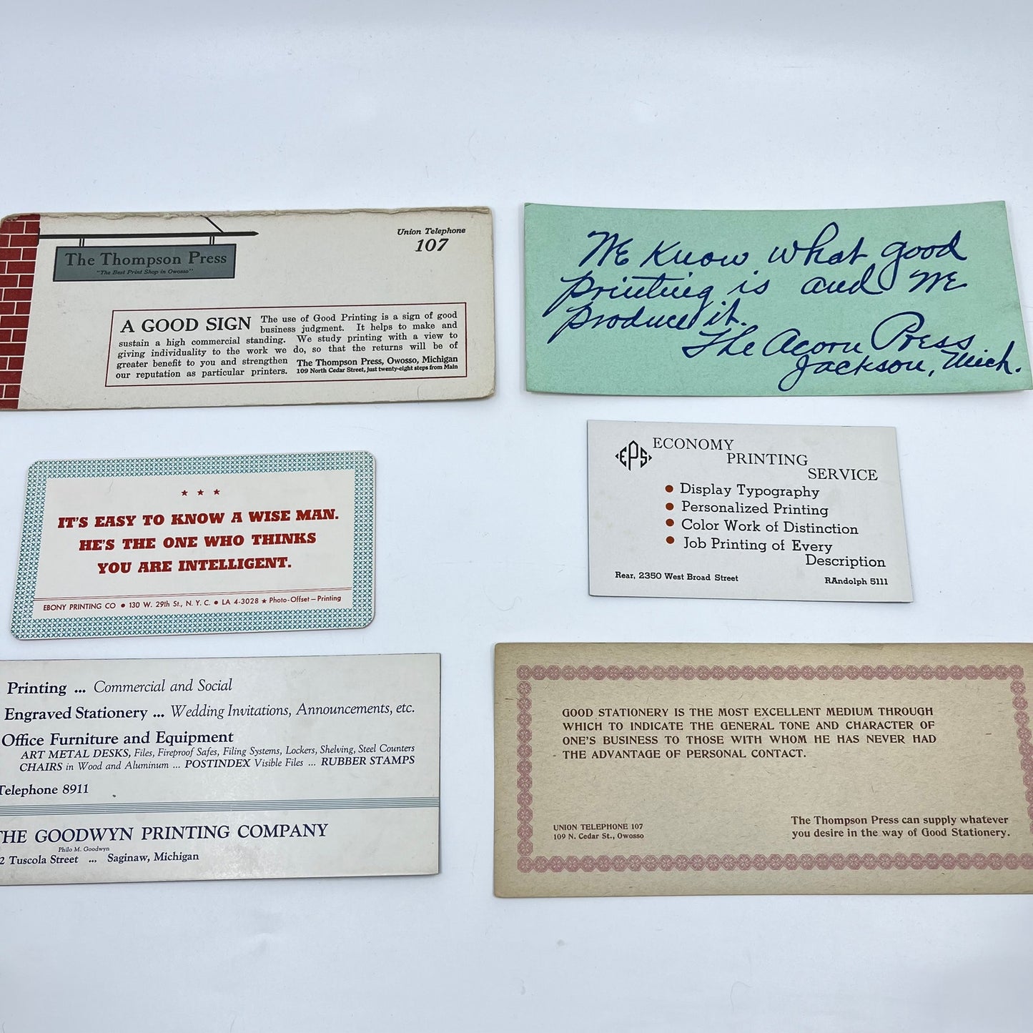 1900-1940s Lot of 6 Printing Blotter Cards L4-2-1