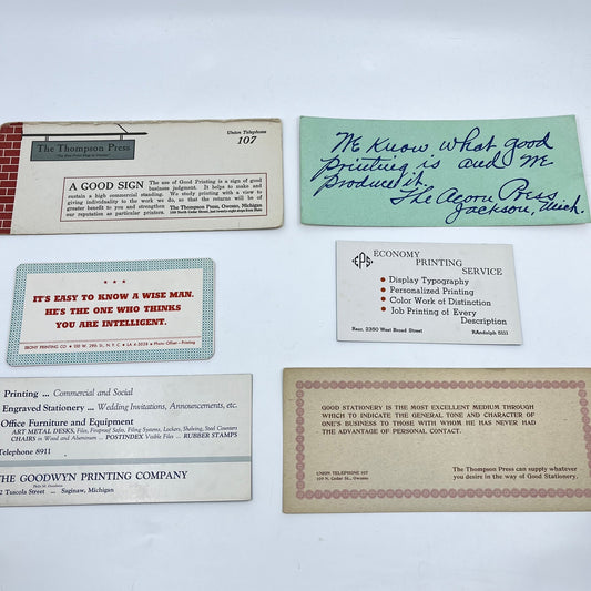 1900-1940s Lot of 6 Printing Blotter Cards L4-2-1