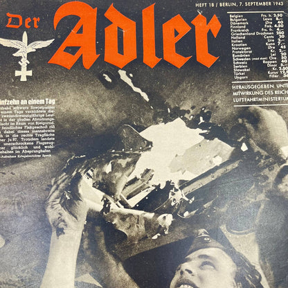 Original WWII German Luftwaffe “Der Adler” Magazine Sept 1943 German Version FL3