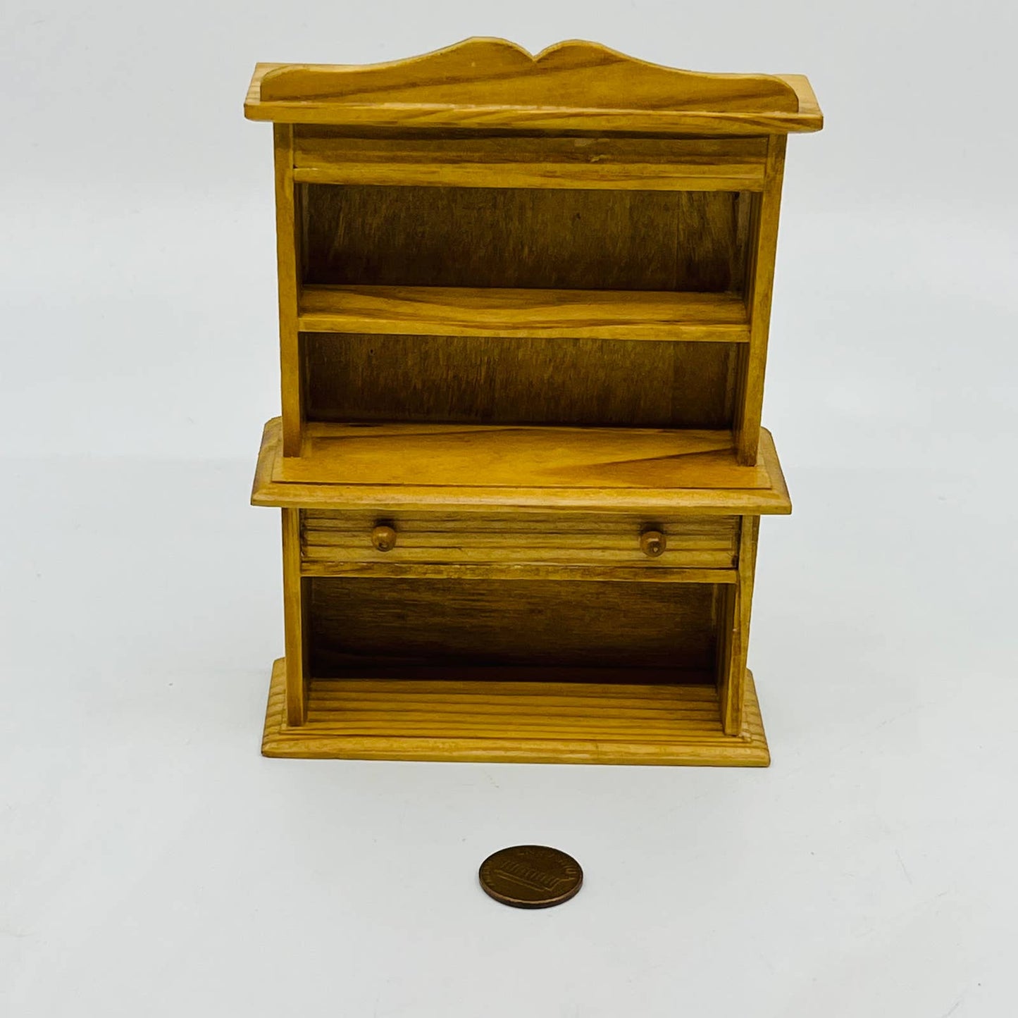 Vintage Dollhouse Furniture Solid Wood Bookshelf 5 1/2” TD2