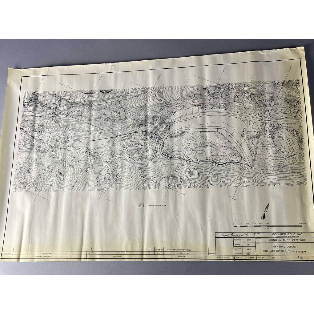 1987 London Mine Geological Mining Venture Map Boulder CO RU1