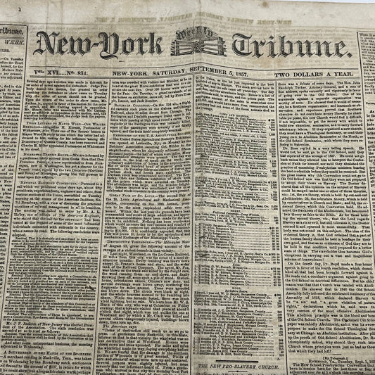 1857 Sep 5 Original New York Tribune - Dakota & Sioux Relations New MN Govt FL4