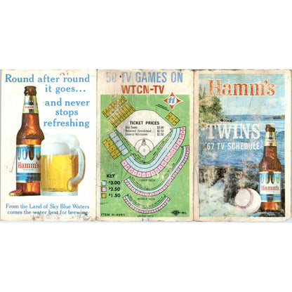 1967 Minnesota Twins Baseball Hamms Pocket TV Schedule TK1-P3