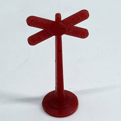 Vintage Toy Red Celluloid Railroad Crossing Sign SD4