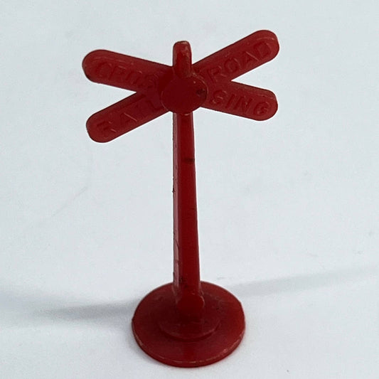 Vintage Toy Red Celluloid Railroad Crossing Sign SD4