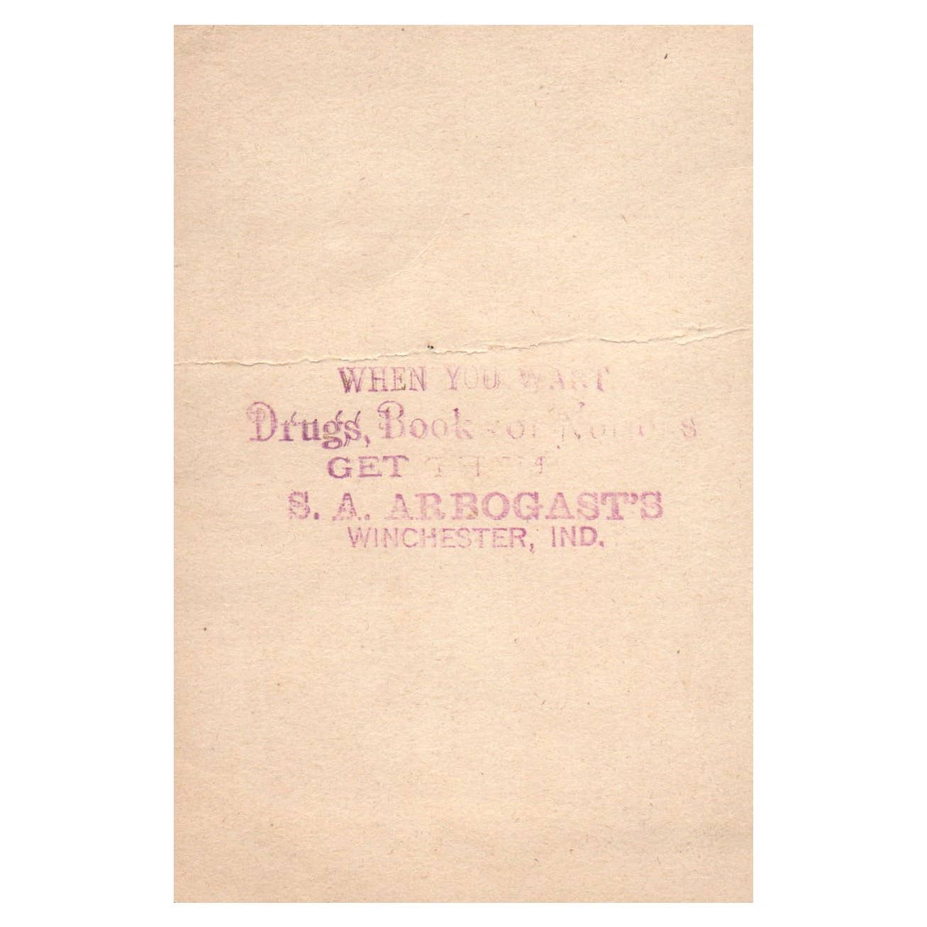 S.A. Arbogast's Winchester IN - Wart Drugs - 1880s Victorian Trade Card TJ8-3