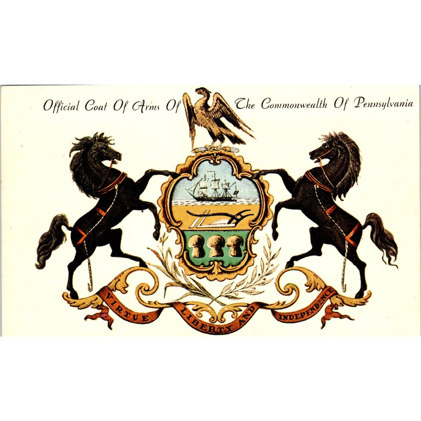 Vintage Postcard Commonwealth of Pennsylvania Coat of Arms TI1-1