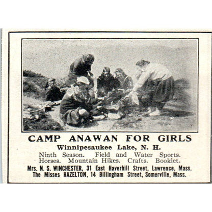 Camp Anawan Winnipesaukee Lake NH N.S. Winchester - 1921 Original Ad TJ7-S8